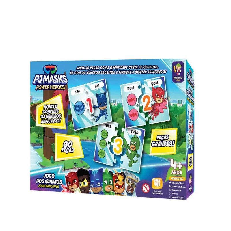 Jogo Educativo - Jogo Dos Números - PJ Masks Super Heróis - 60 Peças - Mimo
