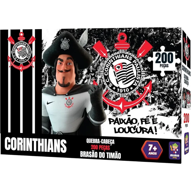 Quebra-Cabeça 200 Peças - Corinthians - Brasão do Timão - Mimo Toys