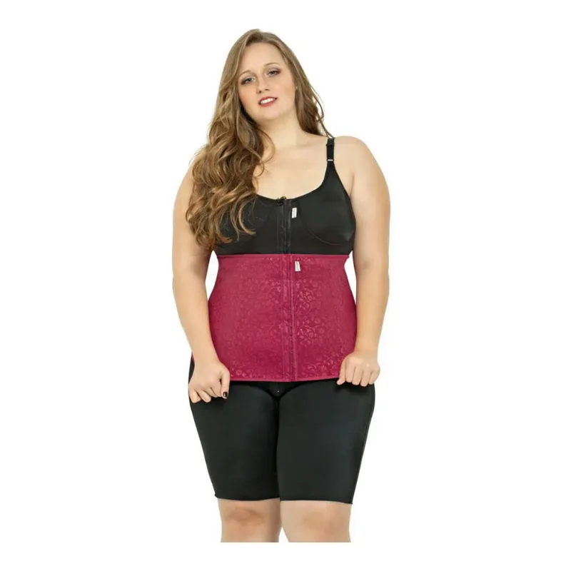 Cinta abdominal com colchetes e 4 barbatanas Plus size 4012DPS Macom P - Reforço duplo - Bordo