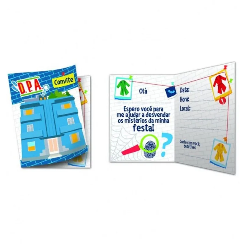 Convite d. P. A Detetives do Prédio Azul com8 Festcolor