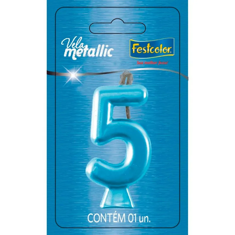 Vela Metallic Nº5 Festcolor Azul (MP)