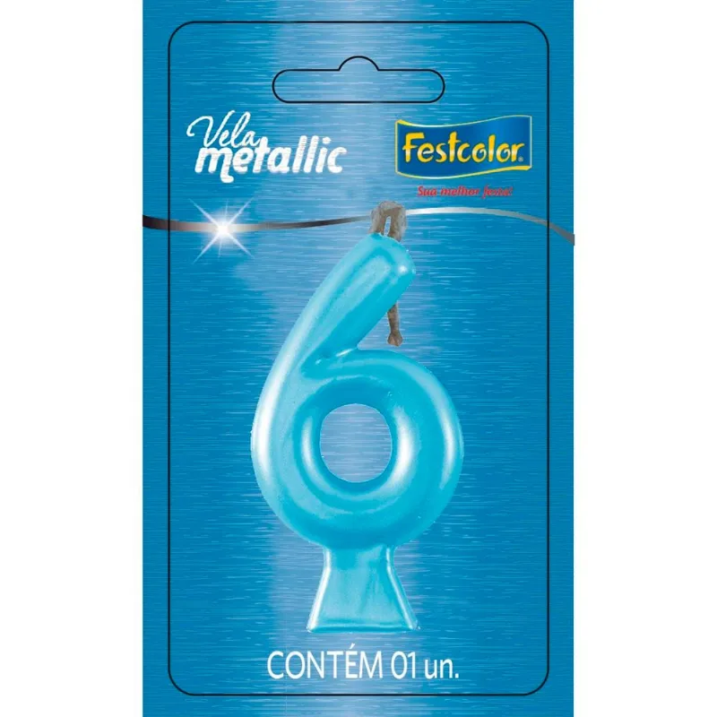 Vela Metallic Nº6 Festcolor Azul (MP)