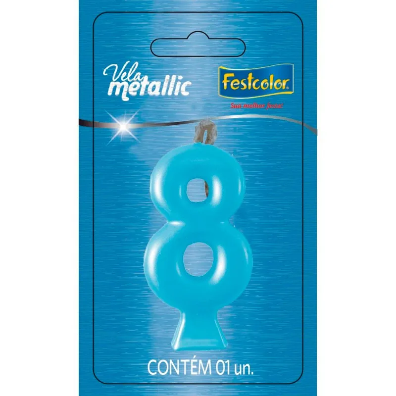 Vela Metallic Nº8 Festcolor Azul (MP)