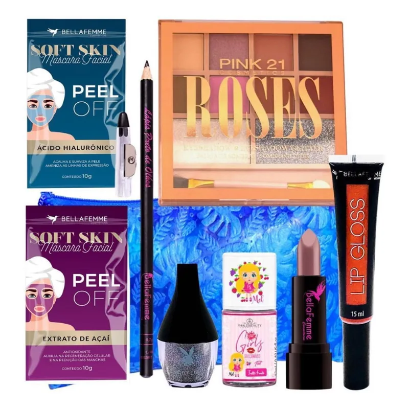Kit De Maquiagem Paleta De Sombras Batom Lip Tint Lip Gloss