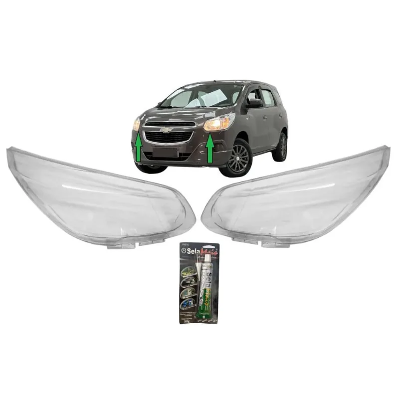 Lente Farol Principal Chevrolet Spin 2013 a 2018 Par Cola