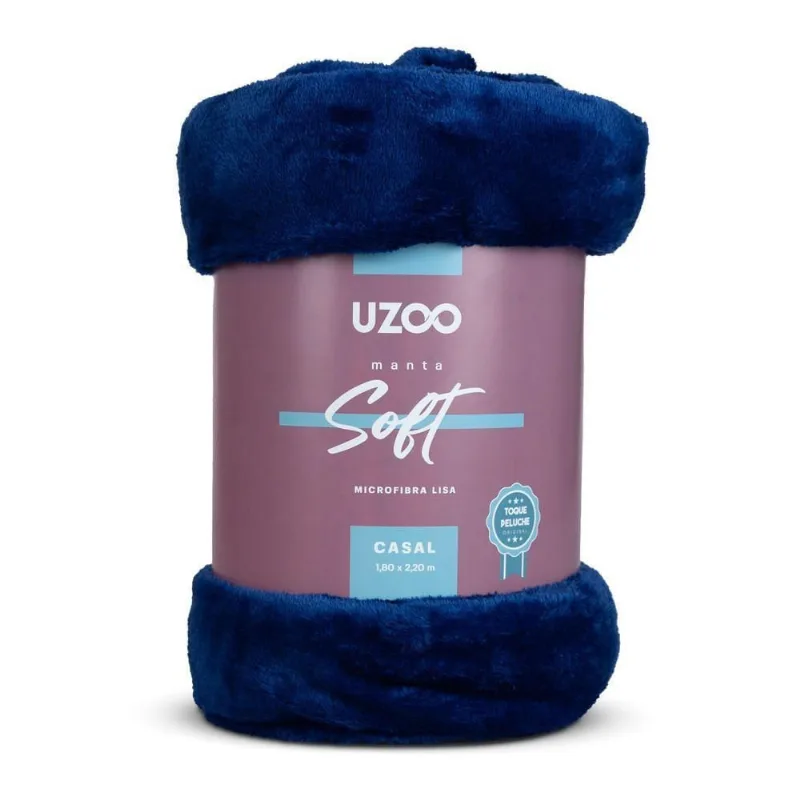 Manta Microfibra Flannel Soft Casal 180x220cm - Uzoo Manta Microfibra Flannel Soft Casal 180x220cm Azul