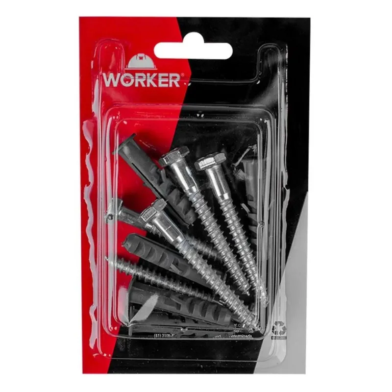 Parafuso Sextavado Soberba Com Bucha E Aba 1/4x60 Worker
