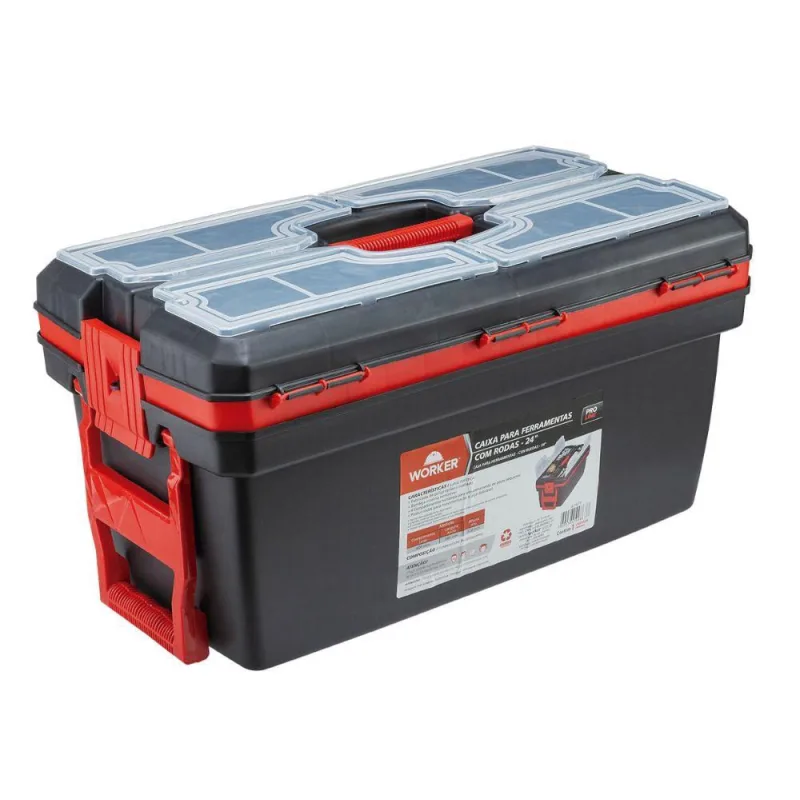 Caixa Plástica Para Ferramentas 24'' Com Rodas Worker - Não Disponível - Construção E Ferramentas