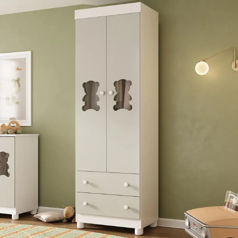 Guarda-roupa Infantil 62cm 2 Portas com Vidro e 2 Gavetas Fofura Multimóveis MP4481
