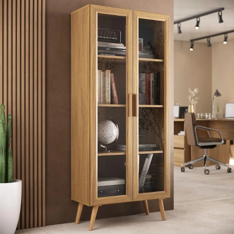 Armário de Escritório 68cm 2 Portas com Vidro Retrô Urban Multimóveis MP6039