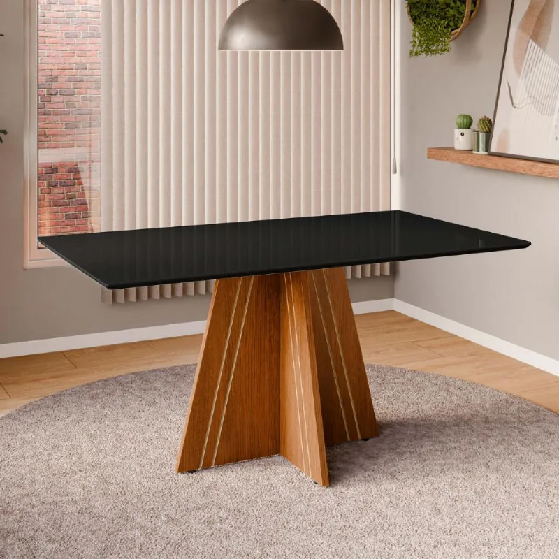 Mesa de Jantar com Vidro 6 Lugares Multimóveis CR50249