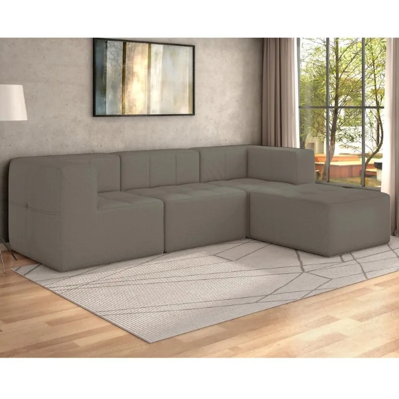 Sofá Modulado na Caixa 4 Lugares 231cm Espuma D33 Multimóveis CR45360