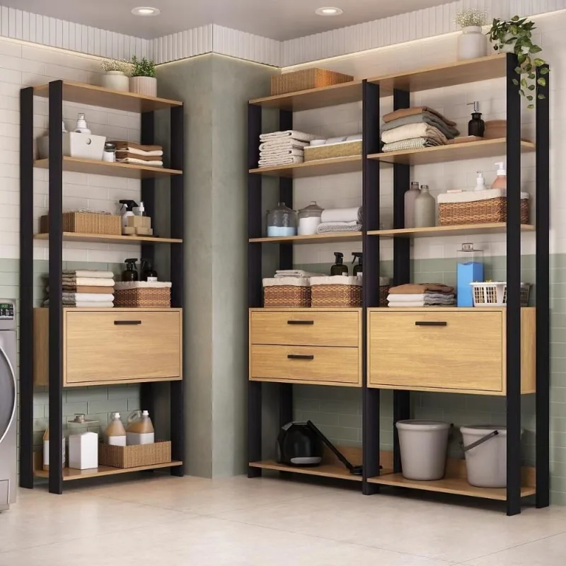 Armário de Lavanderia Multiuso Mp5535 2 Portas MDF-MDP 219cm Preto-madeirado Multimóveis - Multimóveis