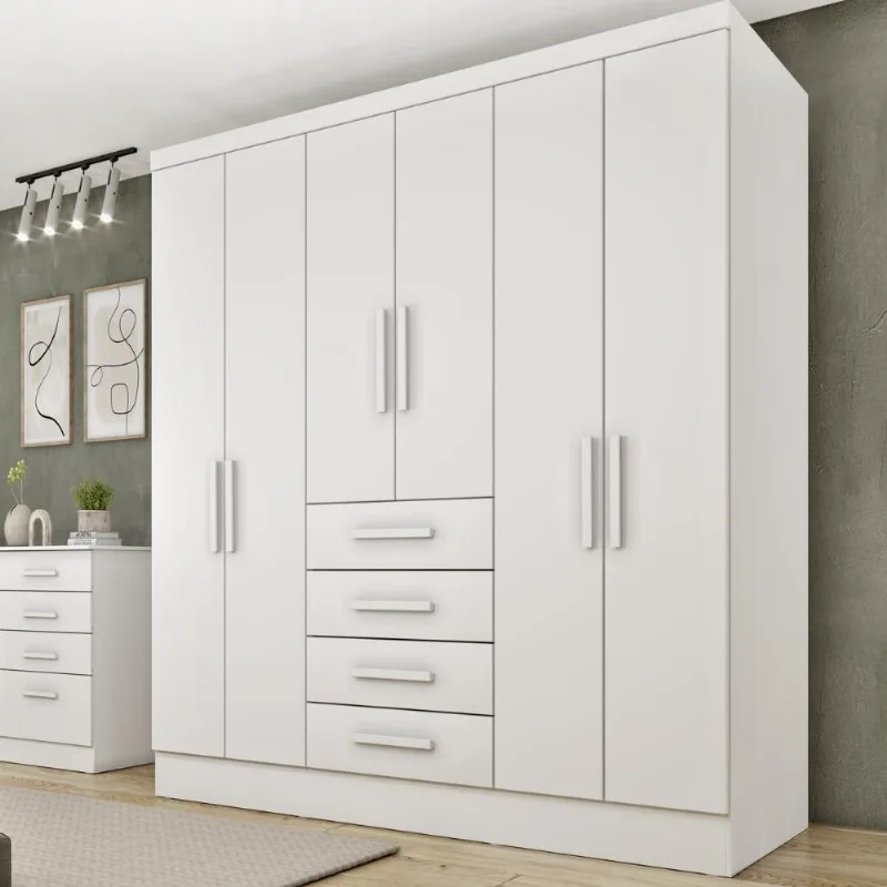 Guarda-roupa Casal com 6 Portas e 4 Gavetas 180cm Multimóveis CR35481