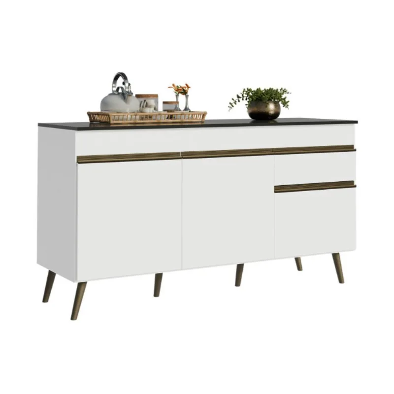 Balcão de Cozinha Gabinete Pia 150cm 3 Portas 1 Gaveta Retrô Florença Multimóveis MP2437