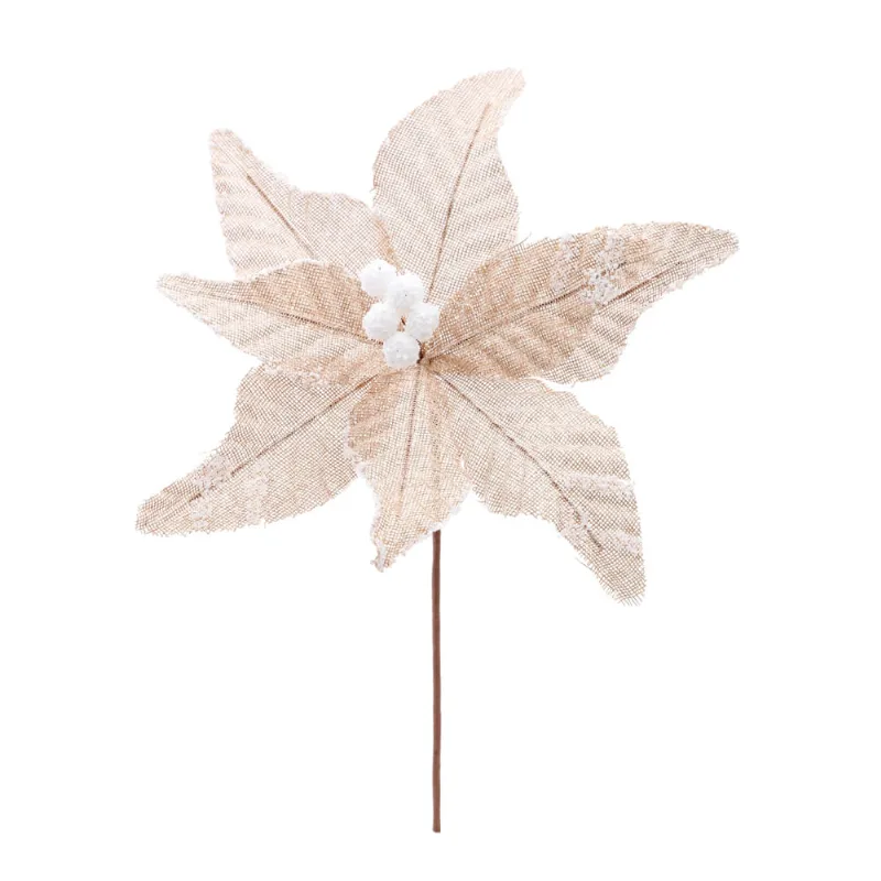 Poinsetia Natural Com Branco 30cm
