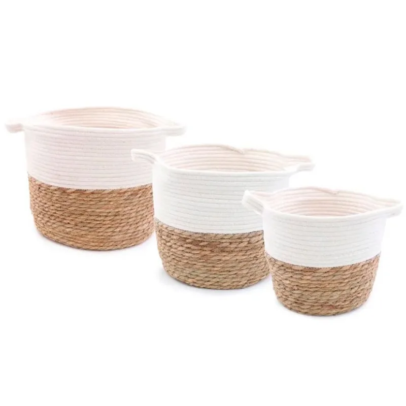 Kit Cesta Fibra Natural 3 Peças Cromus 32x34x32cm 14940 (MP)