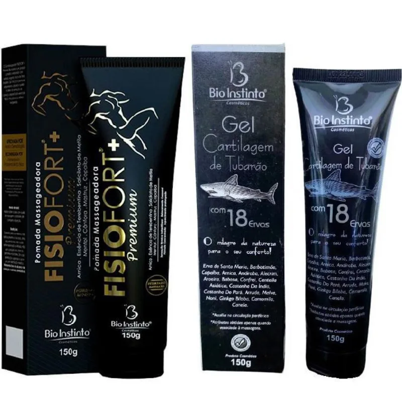 Kit Pomada Fisio Fort Premium + Gel Cartilagem De Tubarão