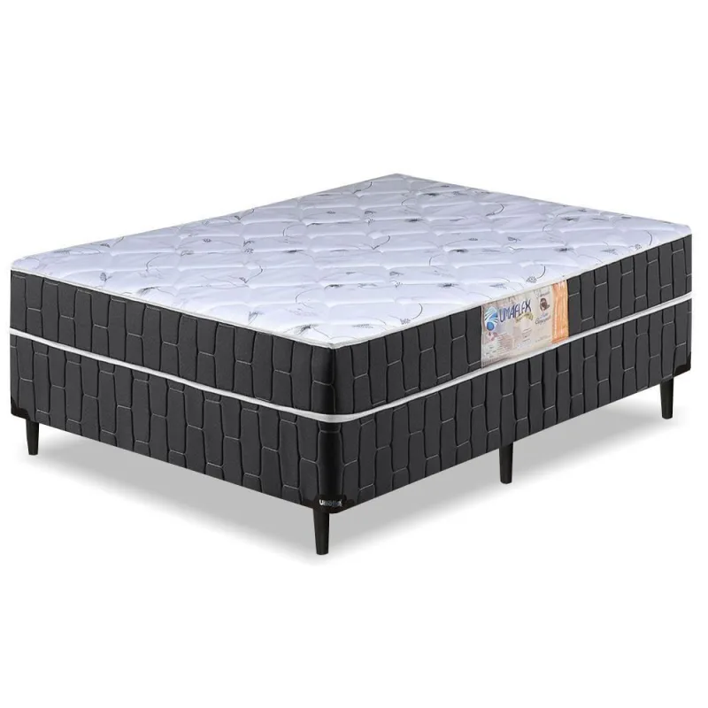 Cama Box Casal Conjugado Granada Umaflex Preto/branco Flor - Umaflex Colchões - Móveis