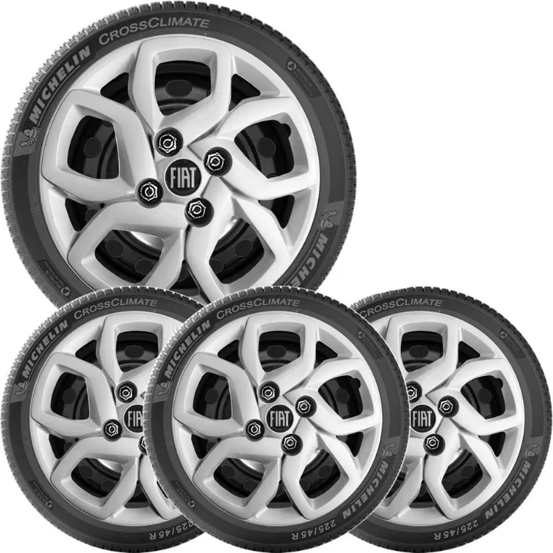 4X Calota Fiat Mobi Argo Novo Uno Aro 14 Com Emblema 291Cb