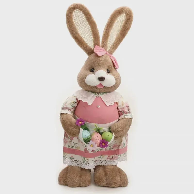 Coelha Decorativa Páscoa Happy Sunday em Pé com Flor e Ovos 64cm 1038724 fem - Cromus