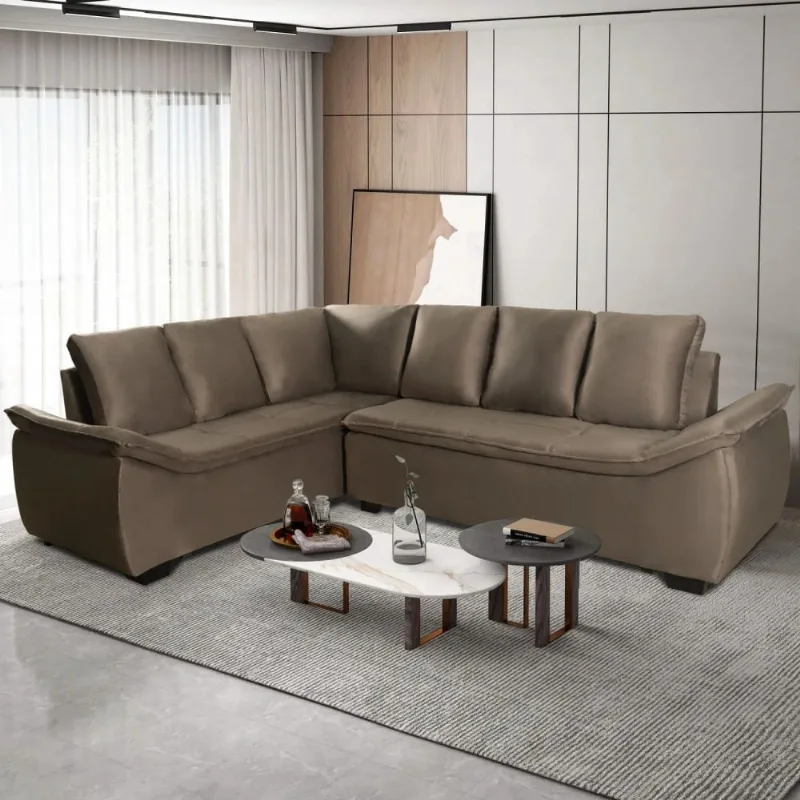 Sofá de Canto 6 Lugares 267cm Hellen Alphaville | Tabaco