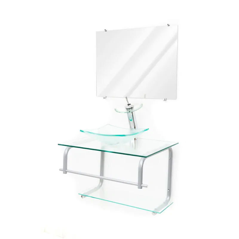 Kit Gabinete Karppi Dubai 60 CM com espelho e Cuba Incolor