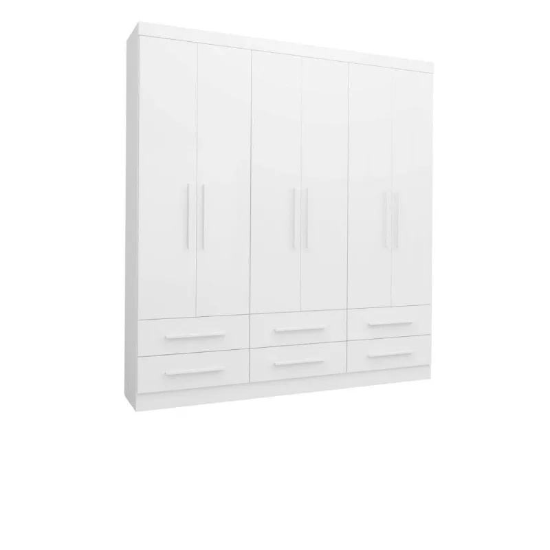 Guarda Roupa De Casal Majestic 6 Portas 6 Gavetas Branco Branco