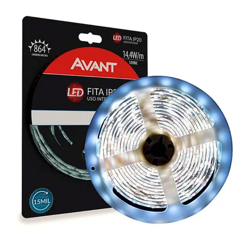 Fita Led Interna 10W 6500K 60 Leds 5 Metros 12V Avant