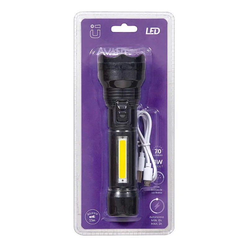 Lanterna LED Recarregável Preta Bivolt 252052370 Avant