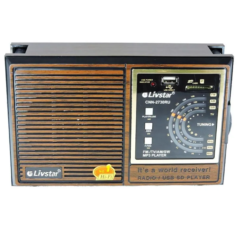 Rádio Recarregável Portátil Am Fm Usb Sd Livstar cnn 2730