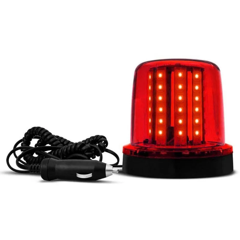 Giroled Sinalizador 54 Leds Vermelho 7 Efeitos Imã 12V 10W