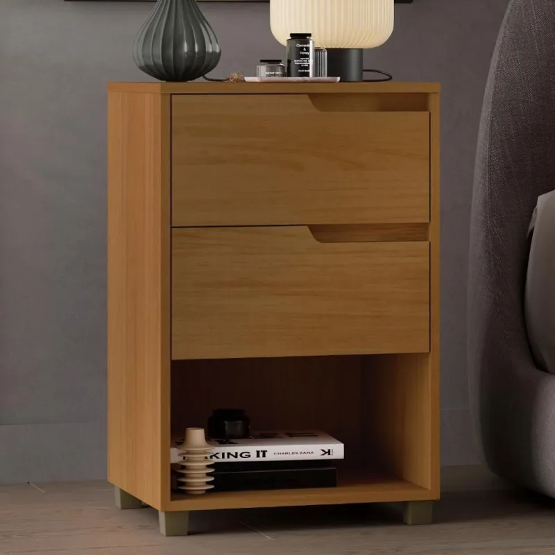 Mesa de Cabeceira Nature 2 Gavetas 100% MDF Marrom 45CM - OUTRAS - Agro