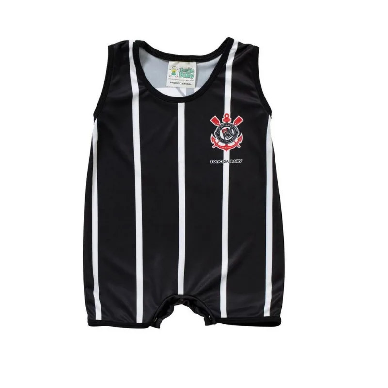 Macacão Bebê Corinthians Regata - Torcida Baby M / Preto