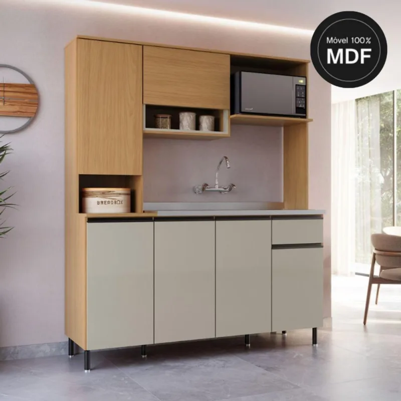 Cozinha Compacta 4 Portas 2 Gavetas MDF 164CM Móveis Sul - Móveis Sul - Agro