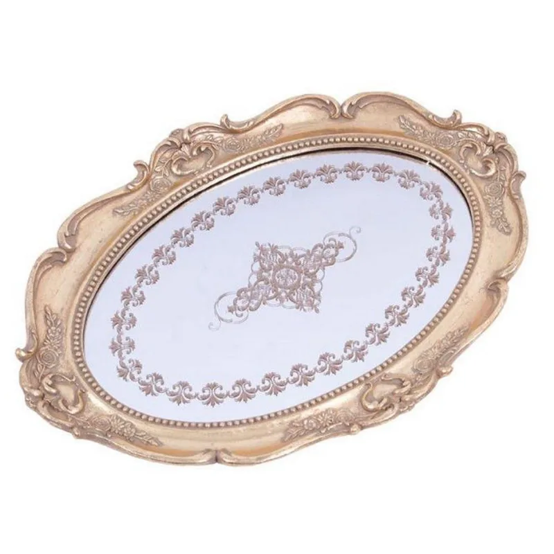 Bandeja Clássica Dourada Ondulada 3x33x31cm Trevisan Concept
