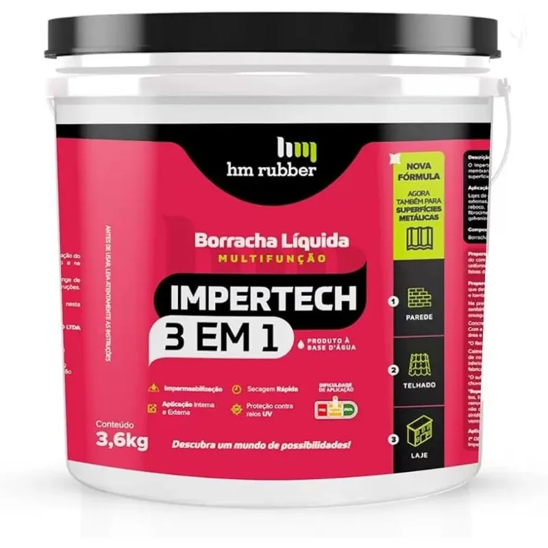 Borracha Liquida Impertech 3em1 Branca 3.6kg