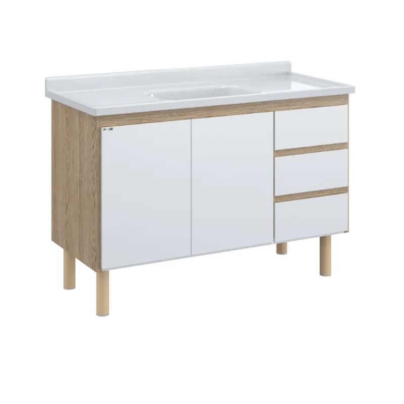 Gabinete Atenas 116.2cm Branco Não Acompanha Pia Estrutura Madeira Aj Rorato