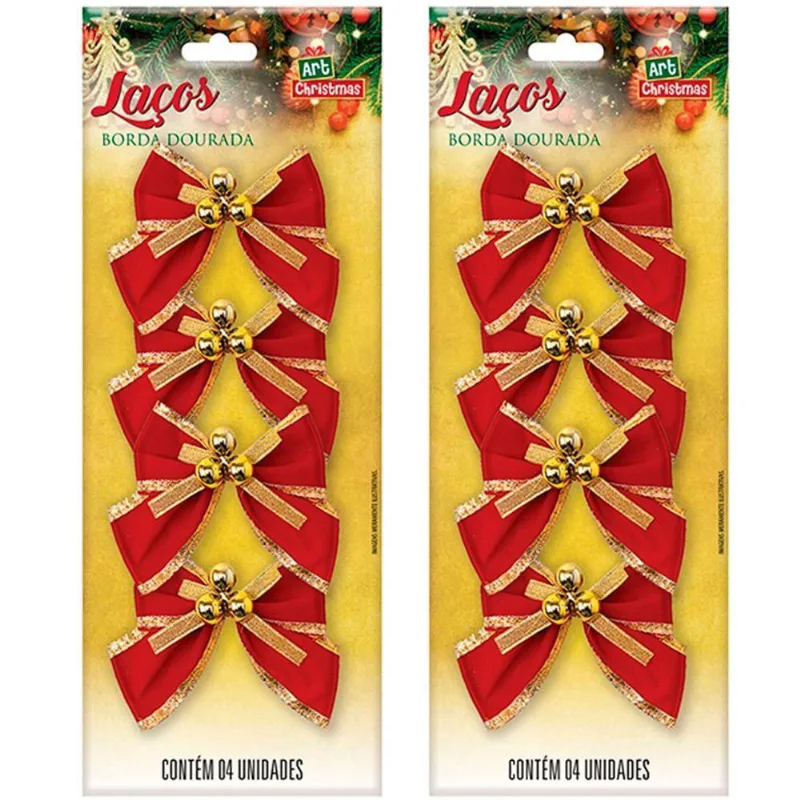 Kit 24 Laços De Bolinhas Pingentes Dourado Brilhante 10cm