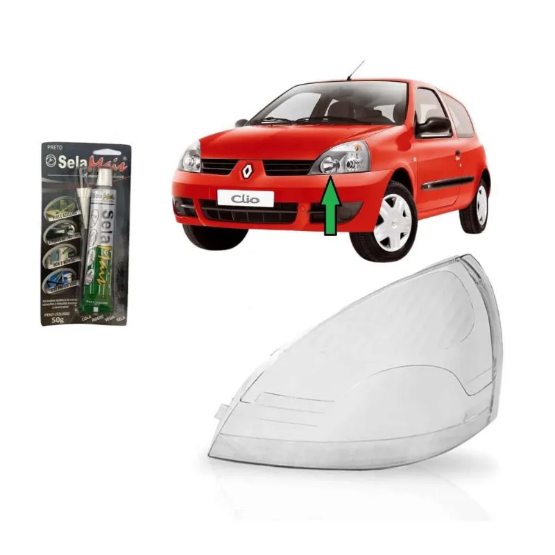 Lente Farol Principal Renault Clio 2003 a 2011 le + Cola