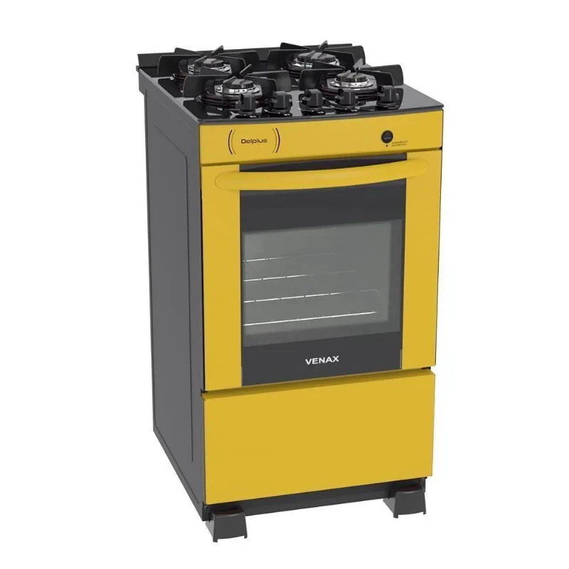 Fogão a Gás Delplus Vitreo 4Q Amarelo Gás GLP Venax