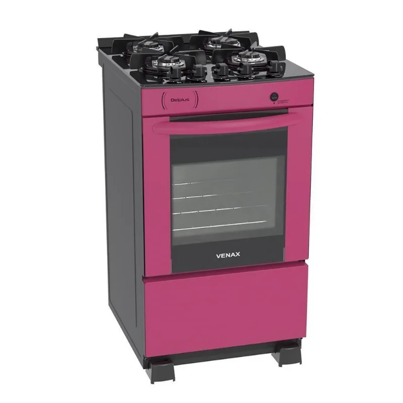 Fogão a Gás Delplus Vitreo 4Q Pink Gás GLP Venax
