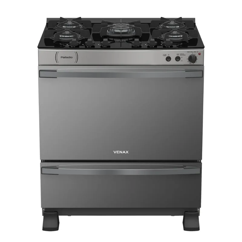 Fogao 5 Bocas Venax Palladio Vitreo Inox Gas Glp 220 V