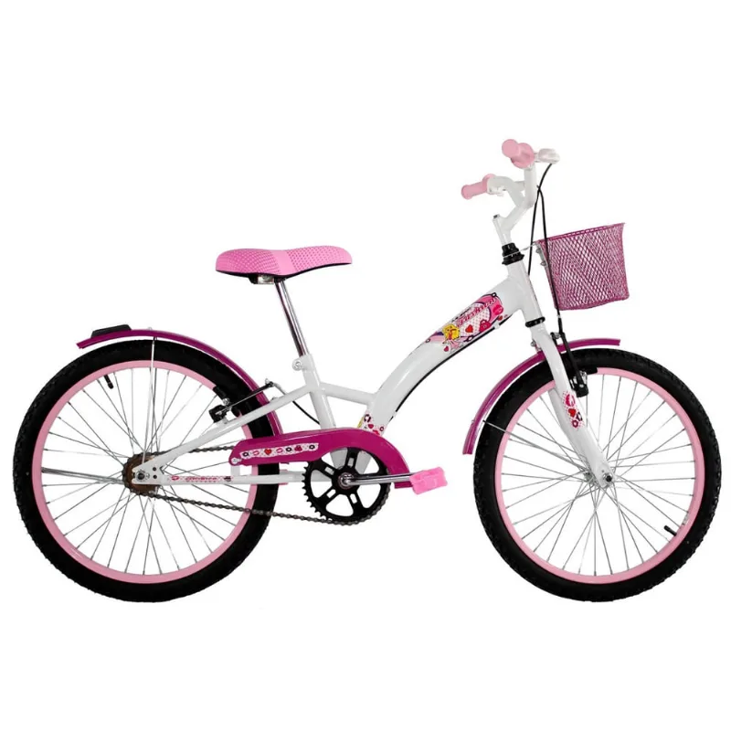 Bicicleta Infantil Aro 20 Feminina Fashion com Paralama e Cesta