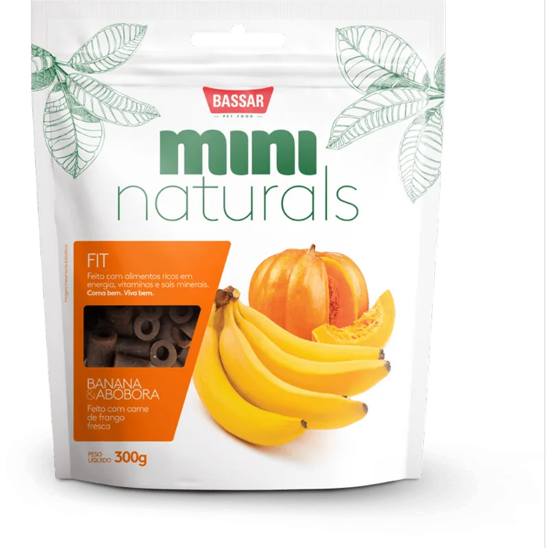 Mini Snacks Naturals Banana e Abóbora Fit Bassar Pacote 300g
