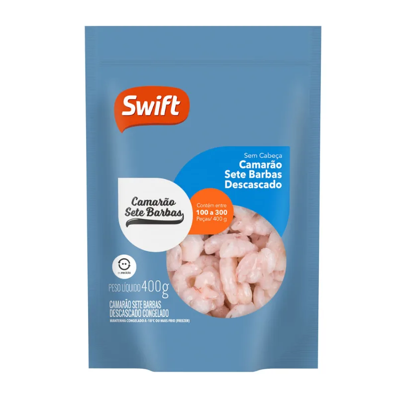 Camarão 7 Barbas congelado e descascado Swift 400g