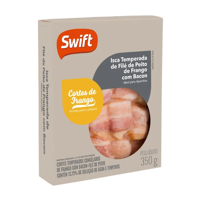 Isca de Filé de frango temperada 350g com bacon