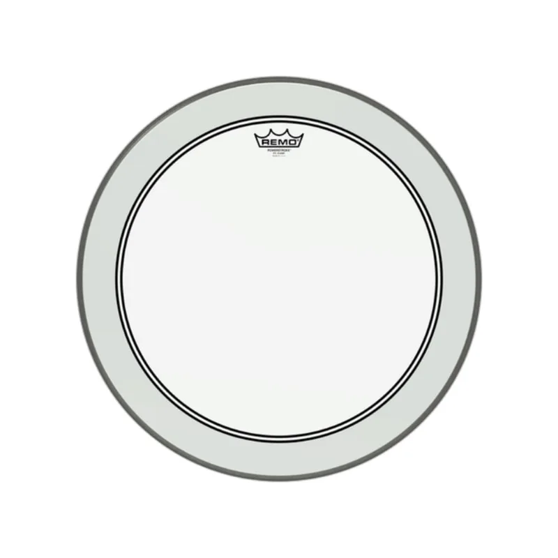 Pele Remo Powerstroke 3 Clear com Anel Abafador e Impact Patch para Bumbo 22"