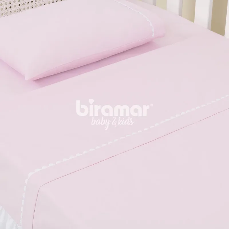 Lençóis para Berço - 3 Peças Percal - 180 Fios Cianinha - Rosa - Biramar