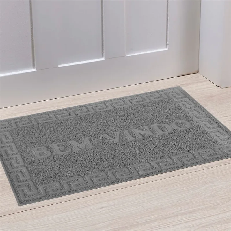 TAPETE PORTA VINYL BEM VINDO 0,40 X 0,60 CINZA/UNICO